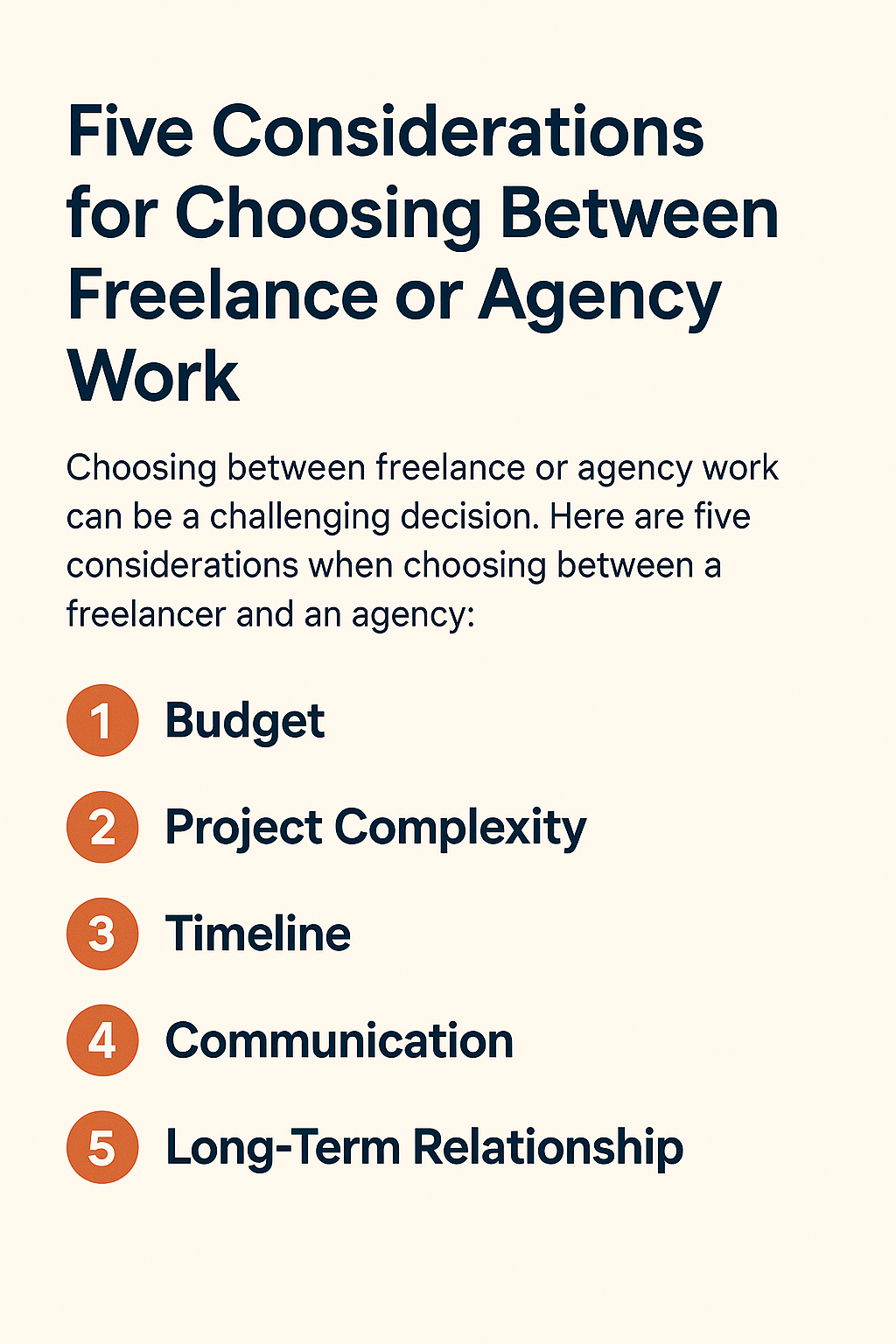 Five Considerations for Choosing Between Freelance or Agency Work